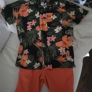 The Children's Place Tropical Floral One Piece - Black and Orange